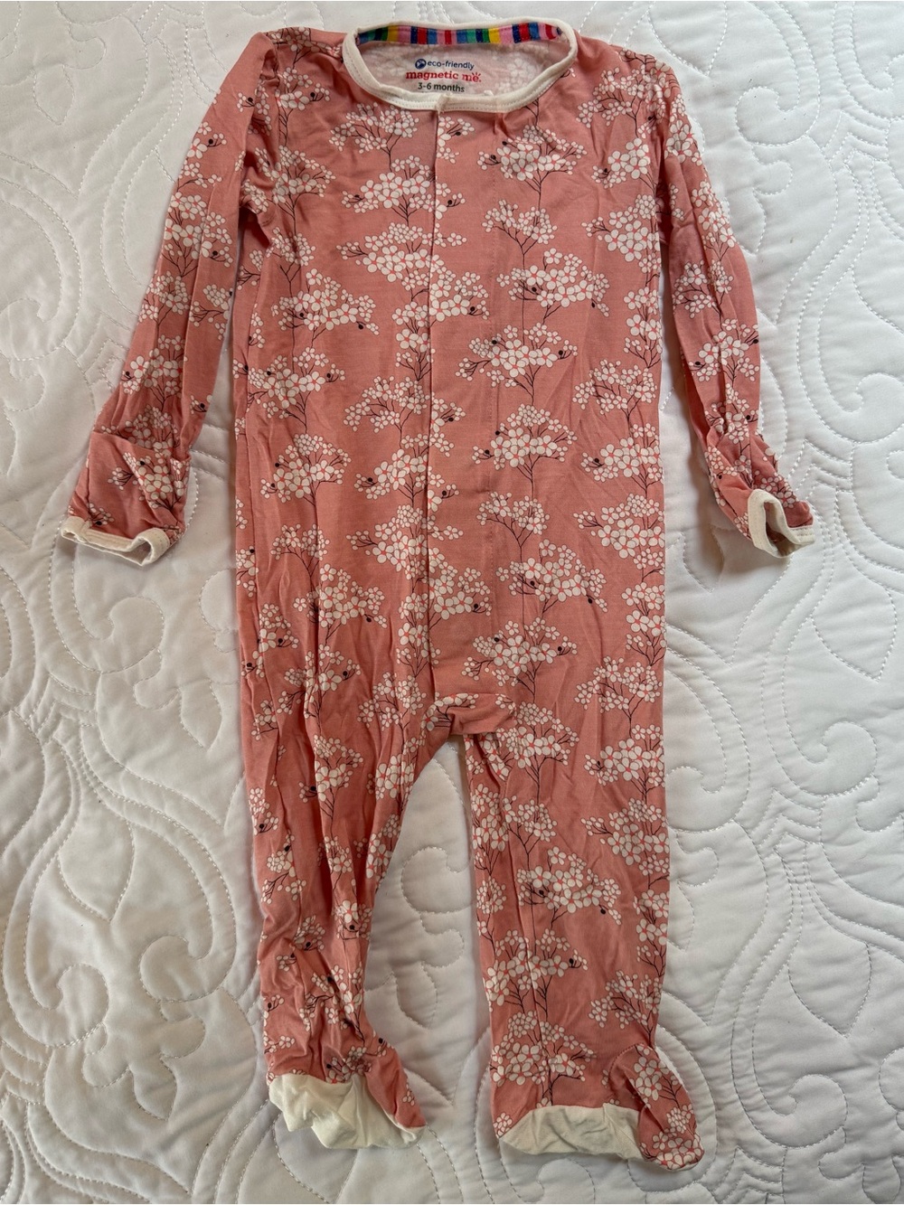 Magnetic Me 3-6M Pink Floral One-Piece Pajamas